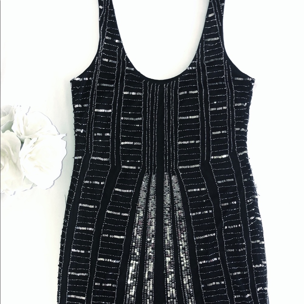 Black silver sequin mini dress